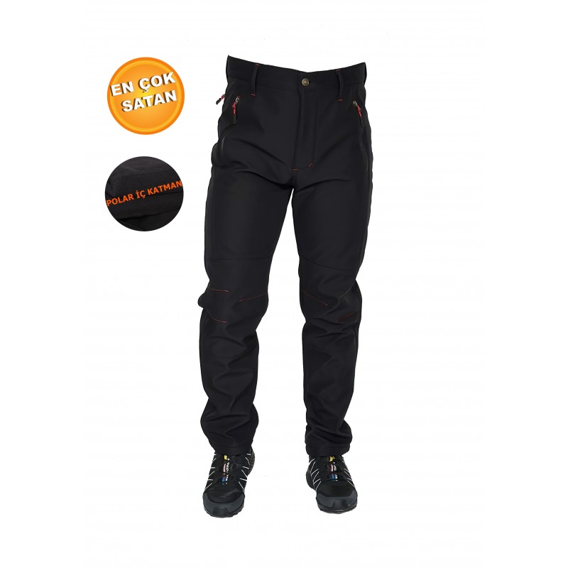 YSF Outdoor Kışlık Siyah İçi Polarlı Softshell Pantolon